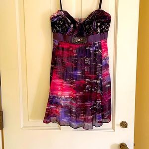 Strapless jewel toned BCBG dress